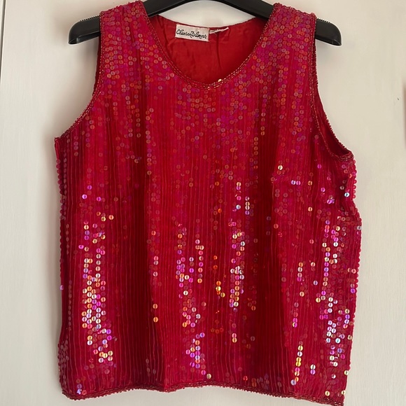 Chanson D’Amour Vintage Sequin Top Large - Picture 1 of 7